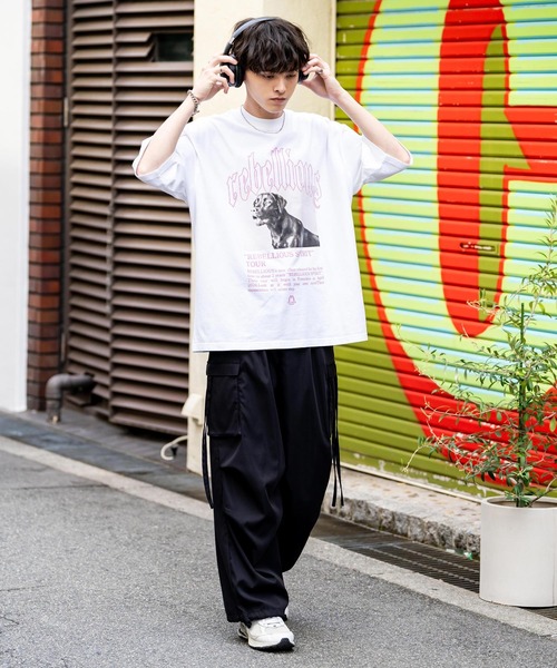 Rocky Monroe（ロッキーモンロー）の「オーバーサイズピグメント加工アニマルプリント半袖Tシャツ（Tシャツ/カットソー・メンズ・ネイビー系/ブラック/ホワイト系/ネイビー/ブラック系/ホワイト・M/L/XL）」の13枚目の写真