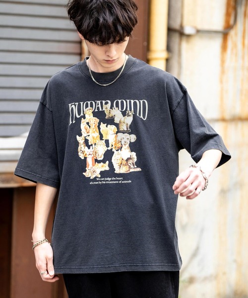 Rocky Monroe（ロッキーモンロー）の「オーバーサイズピグメント加工アニマルプリント半袖Tシャツ（Tシャツ/カットソー・メンズ・ネイビー系/ブラック/ホワイト系/ネイビー/ブラック系/ホワイト・M/L/XL）」の19枚目の写真