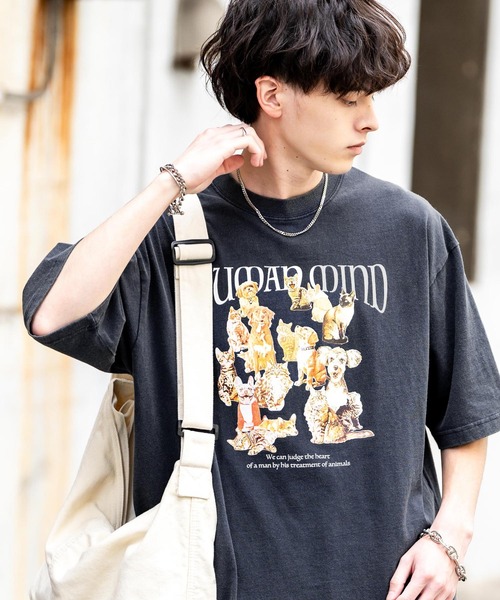 Rocky Monroe（ロッキーモンロー）の「オーバーサイズピグメント加工アニマルプリント半袖Tシャツ（Tシャツ/カットソー・メンズ・ネイビー系/ブラック/ホワイト系/ネイビー/ブラック系/ホワイト・M/L/XL）」の18枚目の写真