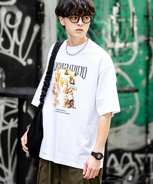 Rocky Monroe（ロッキーモンロー）の「オーバーサイズピグメント加工アニマルプリント半袖Tシャツ（Tシャツ/カットソー・メンズ・ネイビー系/ブラック/ホワイト系/ネイビー/ブラック系/ホワイト・M/L/XL）」の10枚目の写真