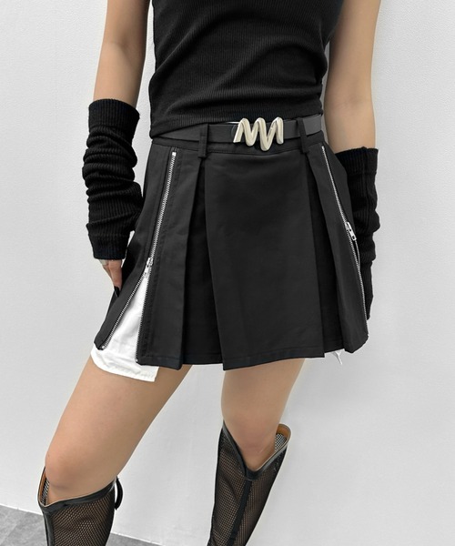 LVEU.】ジップデザインミニスカート / ボトムス スカート ミニ ジップ  