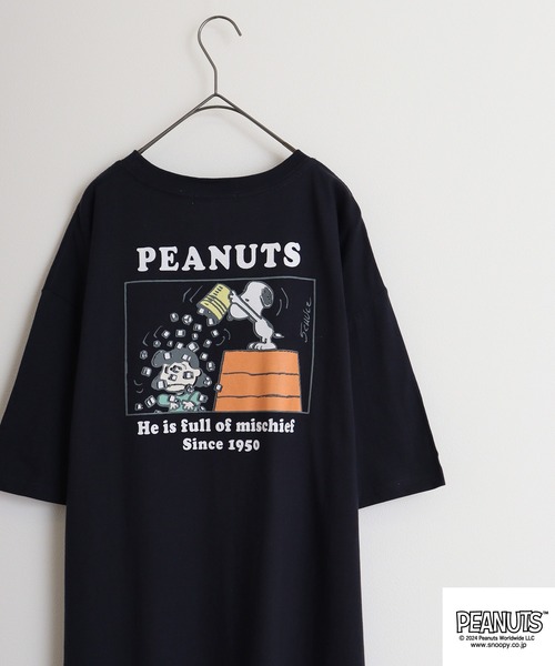 PEANUTS（ピーナッツ）の「PEANUTS 天竺 ｽｰﾊﾟｰBigTｼｬﾂ（Tシャツ/カットソー・メンズ・杢グレー/アイボリー系/ブルーグレー/ブラック/ピンクベージュ/オートミール/チャコール/ネイビー/グリーン系その他/ライトパープル/ライトカーキ/ネイビー系1・M/L）」の10枚目の写真