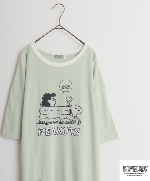 PEANUTS（ピーナッツ）の「PEANUTS 天竺 ｽｰﾊﾟｰBigTｼｬﾂ（Tシャツ/カットソー・メンズ・杢グレー/アイボリー系/ブルーグレー/ブラック/ピンクベージュ/オートミール/チャコール/ネイビー/グリーン系その他/ライトパープル/ライトカーキ/ネイビー系1・M/L）」の8枚目の写真