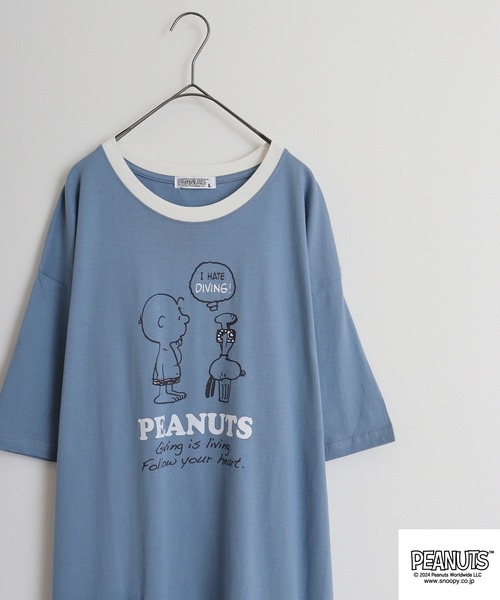 PEANUTS（ピーナッツ）の「PEANUTS 天竺 ｽｰﾊﾟｰBigTｼｬﾂ（Tシャツ/カットソー・メンズ・杢グレー/アイボリー系/ブルーグレー/ブラック/ピンクベージュ/オートミール/チャコール/ネイビー/グリーン系その他/ライトパープル/ライトカーキ/ネイビー系1・M/L）」の3枚目の写真
