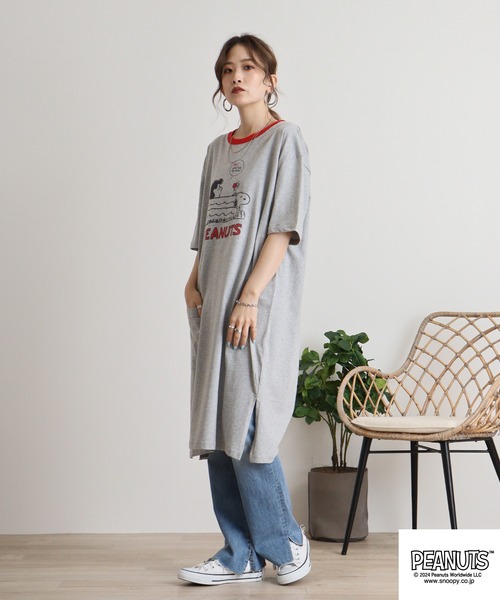 PEANUTS（ピーナッツ）の「PEANUTS 天竺 ｽｰﾊﾟｰBigTｼｬﾂ（Tシャツ/カットソー・メンズ・杢グレー/アイボリー系/ブルーグレー/ブラック/ピンクベージュ/オートミール/チャコール/ネイビー/グリーン系その他/ライトパープル/ライトカーキ/ネイビー系1・M/L）」の15枚目の写真