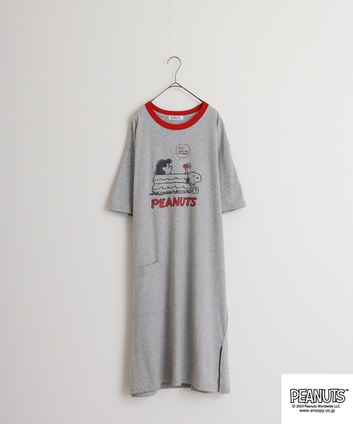 PEANUTS（ピーナッツ）の「PEANUTS 天竺 ｽｰﾊﾟｰBigTｼｬﾂ（Tシャツ/カットソー・メンズ・杢グレー/アイボリー系/ブルーグレー/ブラック/ピンクベージュ/オートミール/チャコール/ネイビー/グリーン系その他/ライトパープル/ライトカーキ/ネイビー系1・M/L）」の20枚目の写真