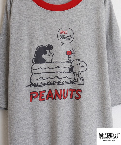 PEANUTS（ピーナッツ）の「PEANUTS 天竺 ｽｰﾊﾟｰBigTｼｬﾂ（Tシャツ/カットソー・メンズ・杢グレー/アイボリー系/ブルーグレー/ブラック/ピンクベージュ/オートミール/チャコール/ネイビー/グリーン系その他/ライトパープル/ライトカーキ/ネイビー系1・M/L）」の21枚目の写真