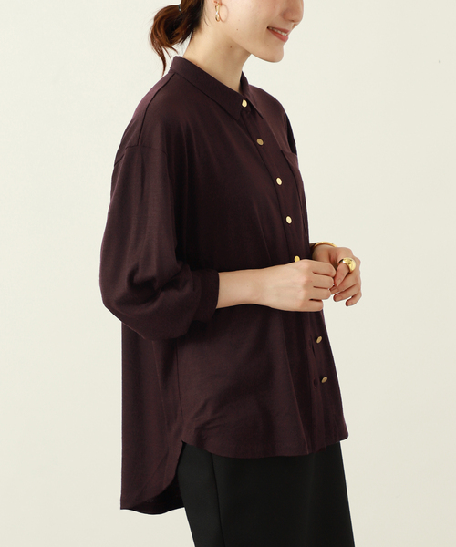 VERMEIL par iena（ヴェルメイユパーイエナ）の「wool 100 jersey シャツ（シャツ/ブラウス・レディース・ボルドー/ネイビー・FREE）」の22枚目の写真