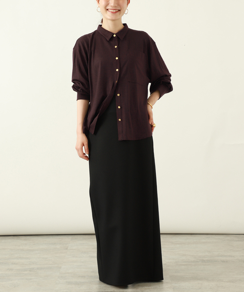 VERMEIL par iena（ヴェルメイユパーイエナ）の「wool 100 jersey シャツ（シャツ/ブラウス・レディース・ボルドー/ネイビー・FREE）」の21枚目の写真