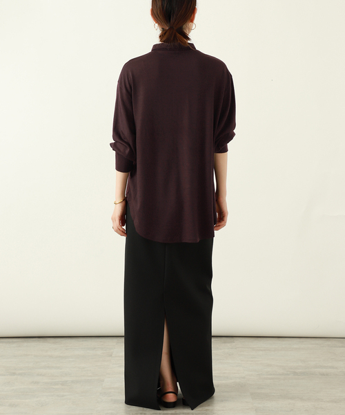 VERMEIL par iena（ヴェルメイユパーイエナ）の「wool 100 jersey シャツ（シャツ/ブラウス・レディース・ボルドー/ネイビー・FREE）」の19枚目の写真
