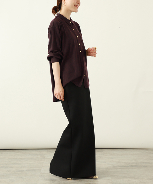 VERMEIL par iena（ヴェルメイユパーイエナ）の「wool 100 jersey シャツ（シャツ/ブラウス・レディース・ボルドー/ネイビー・FREE）」の18枚目の写真