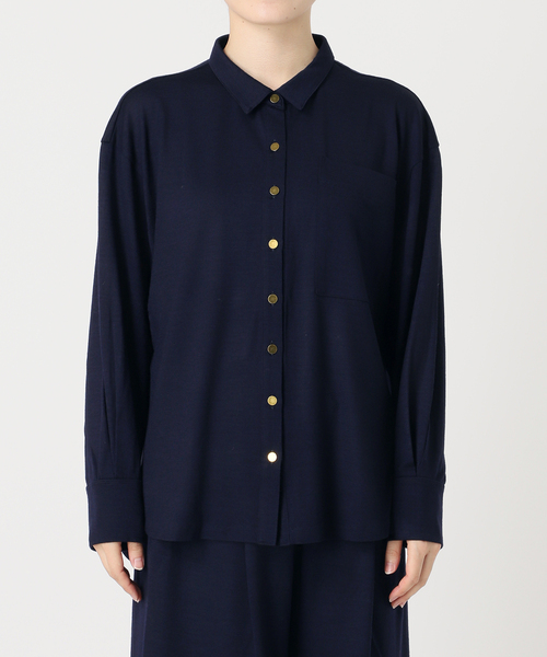VERMEIL par iena（ヴェルメイユパーイエナ）の「wool 100 jersey シャツ（シャツ/ブラウス・レディース・ボルドー/ネイビー・FREE）」の17枚目の写真