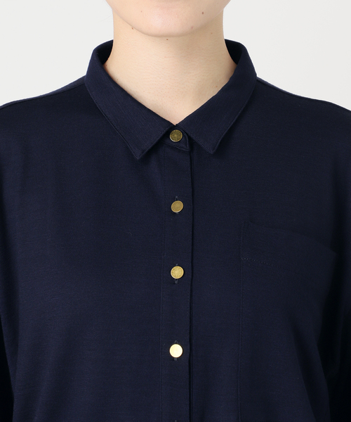VERMEIL par iena（ヴェルメイユパーイエナ）の「wool 100 jersey シャツ（シャツ/ブラウス・レディース・ボルドー/ネイビー・FREE）」の13枚目の写真
