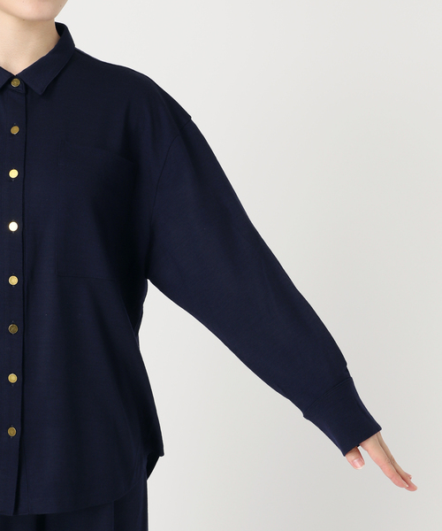 VERMEIL par iena（ヴェルメイユパーイエナ）の「wool 100 jersey シャツ（シャツ/ブラウス・レディース・ボルドー/ネイビー・FREE）」の12枚目の写真