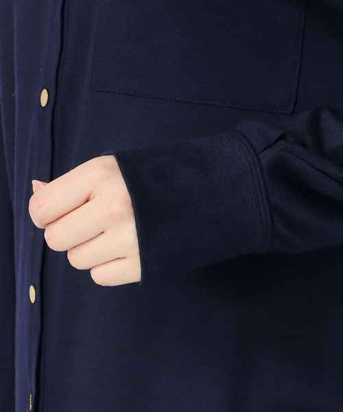 VERMEIL par iena（ヴェルメイユパーイエナ）の「wool 100 jersey シャツ（シャツ/ブラウス・レディース・ボルドー/ネイビー・FREE）」の11枚目の写真