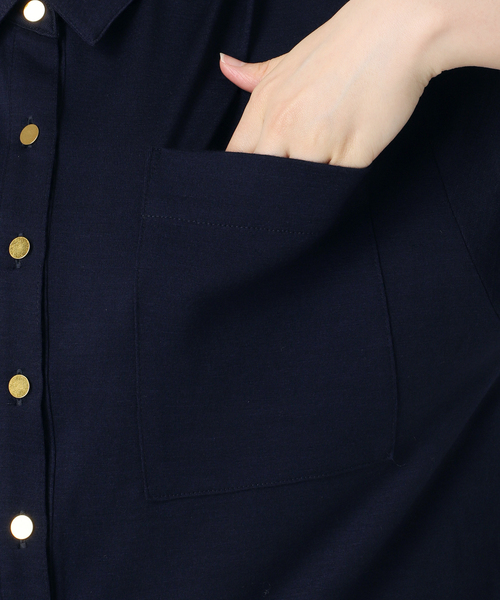 VERMEIL par iena（ヴェルメイユパーイエナ）の「wool 100 jersey シャツ（シャツ/ブラウス・レディース・ボルドー/ネイビー・FREE）」の9枚目の写真
