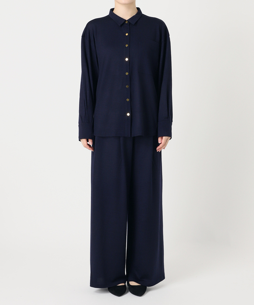 VERMEIL par iena（ヴェルメイユパーイエナ）の「wool 100 jersey シャツ（シャツ/ブラウス・レディース・ボルドー/ネイビー・FREE）」の7枚目の写真