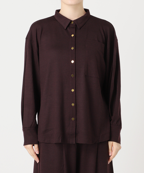 VERMEIL par iena（ヴェルメイユパーイエナ）の「wool 100 jersey シャツ（シャツ/ブラウス・レディース・ボルドー/ネイビー・FREE）」の5枚目の写真