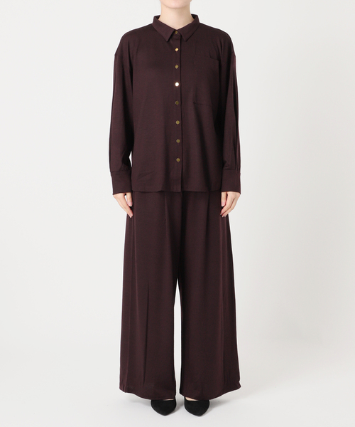 VERMEIL par iena（ヴェルメイユパーイエナ）の「wool 100 jersey シャツ（シャツ/ブラウス・レディース・ボルドー/ネイビー・FREE）」の4枚目の写真