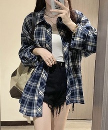 ルーズシルエット チェックシャツ