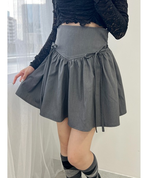 【未使用】FRAYI.D サイドリボンギャザーフレアスカート FRAY I.D（フレイアイディー）の「リボンベルトギャザーマキシ