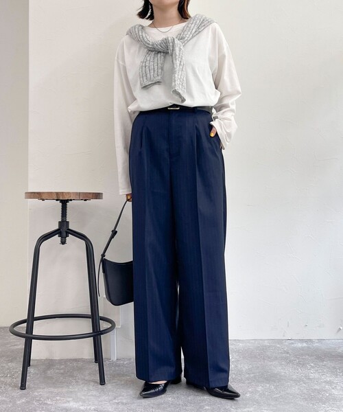 fredy emue（フレディエミュ）の「【レングス長め丈あり】ストライプタックスラックスパンツ（スラックス・レディース・ブルー系その他/ブラック系その他/グレー系その他・39/38/36）」の4枚目の写真