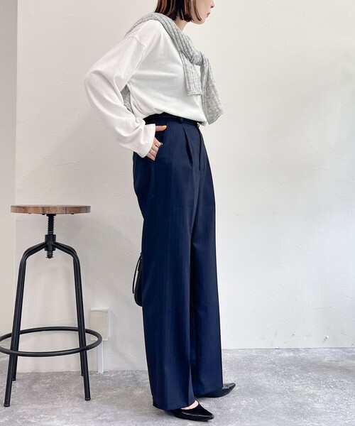 fredy emue（フレディエミュ）の「【レングス長め丈あり】ストライプタックスラックスパンツ（スラックス・レディース・ブルー系その他/ブラック系その他/グレー系その他・39/38/36）」の6枚目の写真