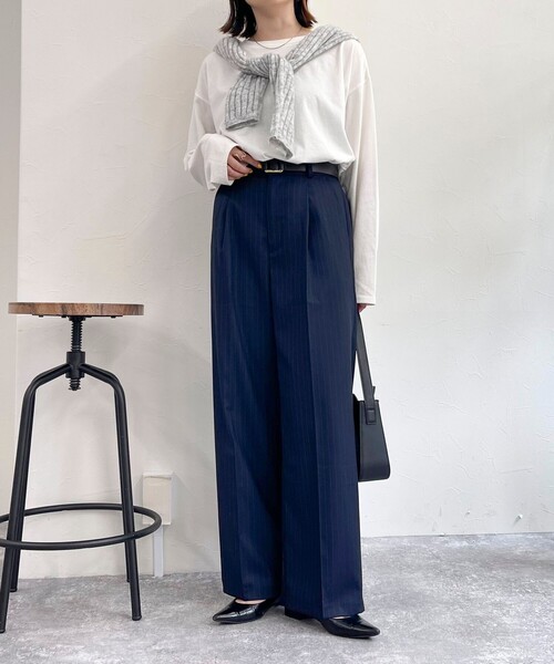 fredy emue（フレディエミュ）の「【レングス長め丈あり】ストライプタックスラックスパンツ（スラックス・レディース・ブルー系その他/ブラック系その他/グレー系その他・39/38/36）」の8枚目の写真