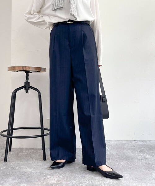 fredy emue（フレディエミュ）の「【レングス長め丈あり】ストライプタックスラックスパンツ（スラックス・レディース・ブルー系その他/ブラック系その他/グレー系その他・39/38/36）」の9枚目の写真