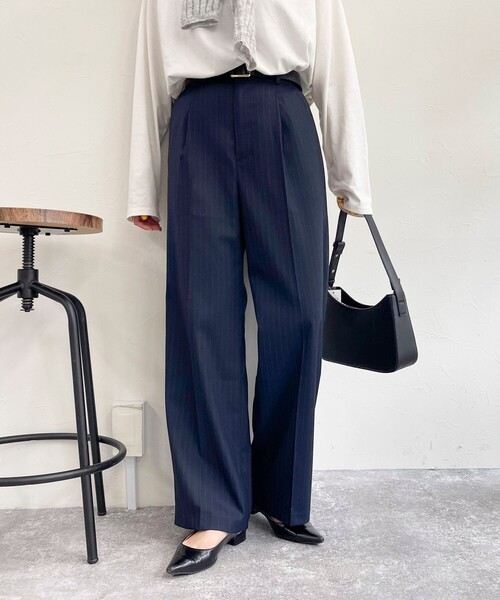 fredy emue（フレディエミュ）の「【レングス長め丈あり】ストライプタックスラックスパンツ（スラックス・レディース・ブルー系その他/ブラック系その他/グレー系その他・39/38/36）」の13枚目の写真