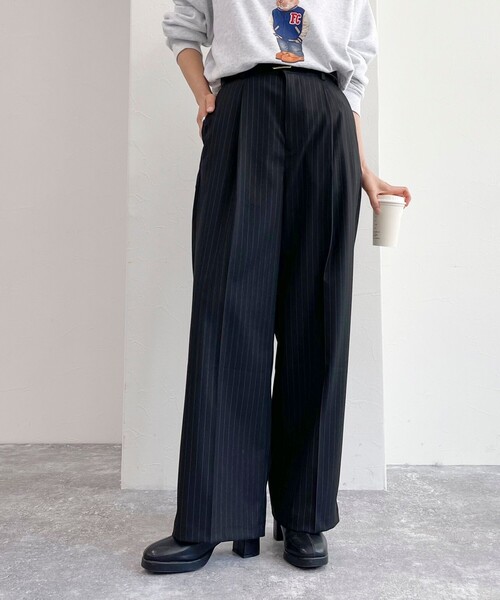 fredy emue（フレディエミュ）の「【レングス長め丈あり】ストライプタックスラックスパンツ（スラックス・レディース・ブルー系その他/ブラック系その他/グレー系その他・39/38/36）」の18枚目の写真