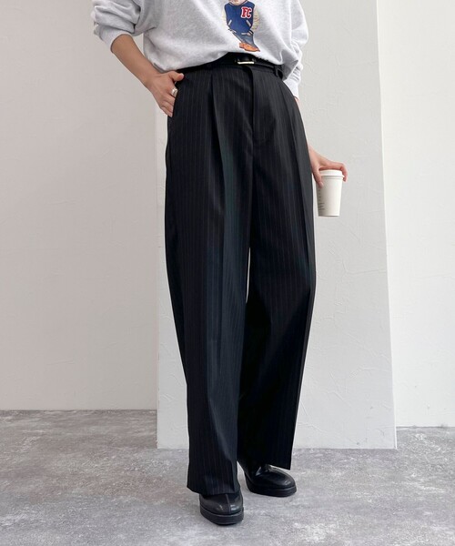 fredy emue（フレディエミュ）の「【レングス長め丈あり】ストライプタックスラックスパンツ（スラックス・レディース・ブルー系その他/ブラック系その他/グレー系その他・39/38/36）」の20枚目の写真