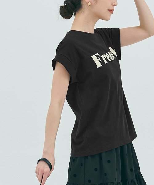 coca(coca)(コカ)の「フレンチ ロゴTシャツ(Tシャツ/カットソー・レディース・A/チャコール/B/ブラック・ONE SIZE)」の7枚目の写真