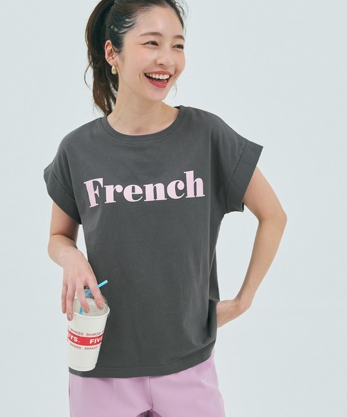 coca(coca)(コカ)の「フレンチ ロゴTシャツ(Tシャツ/カットソー・レディース・A/チャコール/B/ブラック・ONE SIZE)」の13枚目の写真
