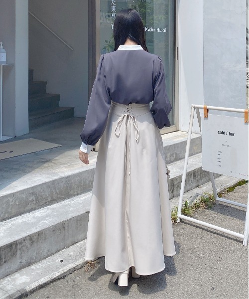 INGNI(イング)の「バイカラートロミブラウス(シャツ/ブラウス・レディース・グレー×ホワイト/ベージュ系2/ホワイト×ブラック・M)」の15枚目の写真
