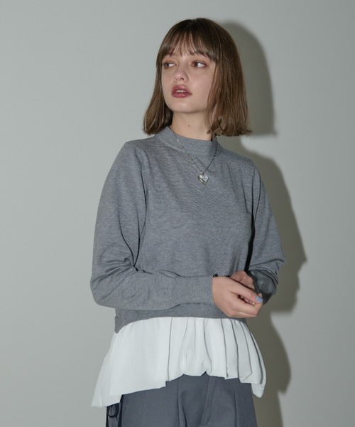 idem（イデム）の「docking peplum knit / ドッキングペプラムニット（ニット/セーター・レディース・ブラック/グレー・FREE）」の18枚目の写真