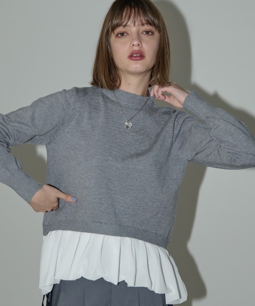 idem（イデム）の「docking peplum knit / ドッキングペプラムニット（ニット/セーター・レディース・ブラック/グレー・FREE）」の20枚目の写真