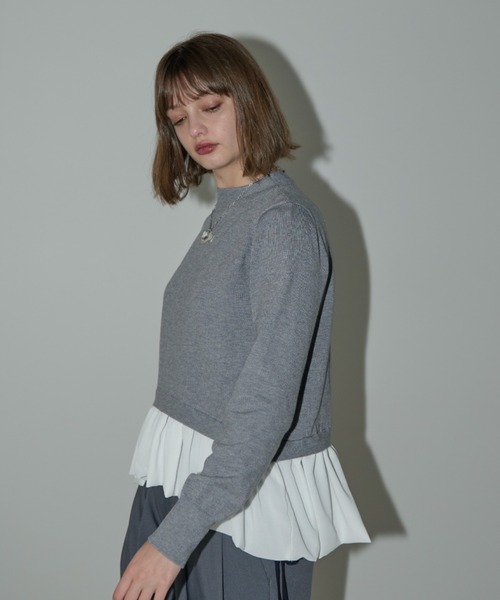 idem（イデム）の「docking peplum knit / ドッキングペプラムニット（ニット/セーター・レディース・ブラック/グレー・FREE）」の21枚目の写真