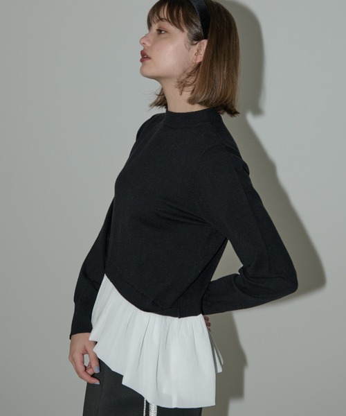 idem（イデム）の「docking peplum knit / ドッキングペプラムニット（ニット/セーター・レディース・ブラック/グレー・FREE）」の9枚目の写真