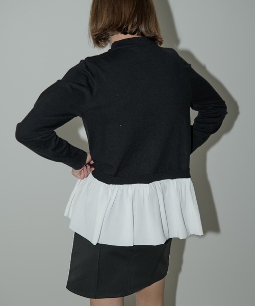 idem（イデム）の「docking peplum knit / ドッキングペプラムニット（ニット/セーター・レディース・ブラック/グレー・FREE）」の11枚目の写真