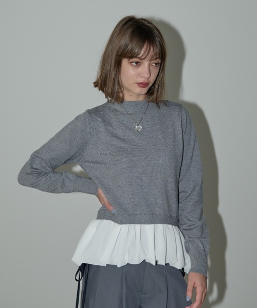 idem（イデム）の「docking peplum knit / ドッキングペプラムニット（ニット/セーター・レディース・ブラック/グレー・FREE）」の16枚目の写真