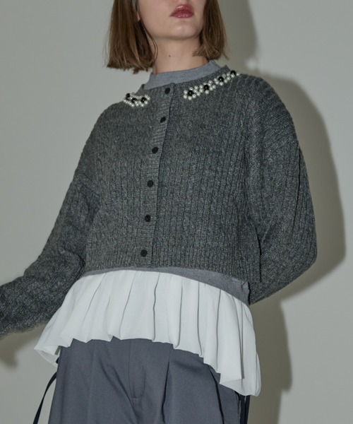 idem（イデム）の「docking peplum knit / ドッキングペプラムニット（ニット/セーター・レディース・ブラック/グレー・FREE）」の13枚目の写真