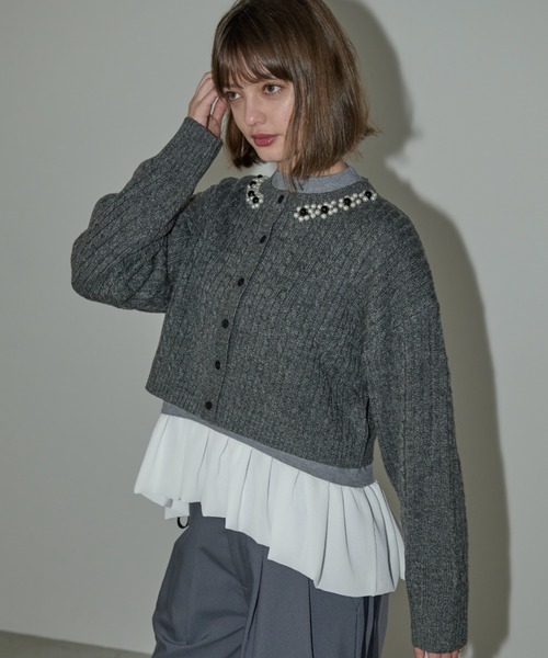 idem（イデム）の「docking peplum knit / ドッキングペプラムニット（ニット/セーター・レディース・ブラック/グレー・FREE）」の15枚目の写真