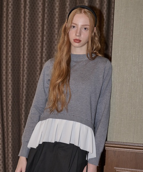 idem（イデム）の「docking peplum knit / ドッキングペプラムニット（ニット/セーター・レディース・ブラック/グレー・FREE）」の7枚目の写真