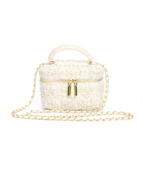 clear（クリア）の「ツイードバニティバッグ≪2024AW新作≫（ショルダーバッグ・レディース・マルチ/オフホワイト/ブラック・F）」の2枚目の写真