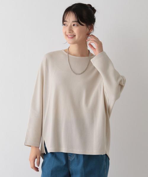 GLOBAL WORK Smile Seed Store（グローバルワーク スマイルシードストア）の「ドルマンワッフルプルオーバー/130992（Tシャツ/カットソー・レディース・ブラック/アイボリー/オフホワイト/ブラック×ホワイト・LARGE/MEDIUM/SMALL/X-LARGE）」の3枚目の写真