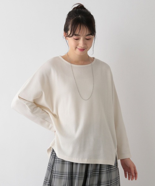 GLOBAL WORK Smile Seed Store（グローバルワーク スマイルシードストア）の「ドルマンワッフルプルオーバー/130992（Tシャツ/カットソー・レディース・ブラック/アイボリー/オフホワイト/ブラック×ホワイト・LARGE/MEDIUM/SMALL/X-LARGE）」の9枚目の写真