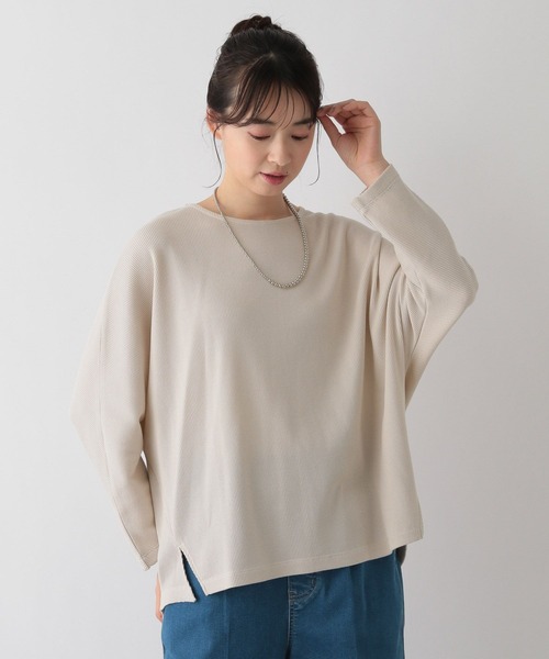 GLOBAL WORK Smile Seed Store（グローバルワーク スマイルシードストア）の「ドルマンワッフルプルオーバー/130992（Tシャツ/カットソー・レディース・ブラック/アイボリー/オフホワイト/ブラック×ホワイト・LARGE/MEDIUM/SMALL/X-LARGE）」の14枚目の写真