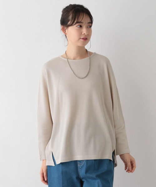 GLOBAL WORK Smile Seed Store（グローバルワーク スマイルシードストア）の「ドルマンワッフルプルオーバー/130992（Tシャツ/カットソー・レディース・ブラック/アイボリー/オフホワイト/ブラック×ホワイト・LARGE/MEDIUM/SMALL/X-LARGE）」の15枚目の写真