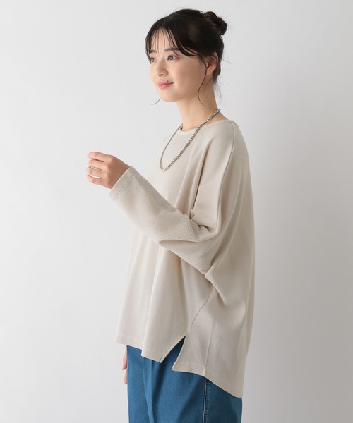 GLOBAL WORK Smile Seed Store（グローバルワーク スマイルシードストア）の「ドルマンワッフルプルオーバー/130992（Tシャツ/カットソー・レディース・ブラック/アイボリー/オフホワイト/ブラック×ホワイト・LARGE/MEDIUM/SMALL/X-LARGE）」の16枚目の写真